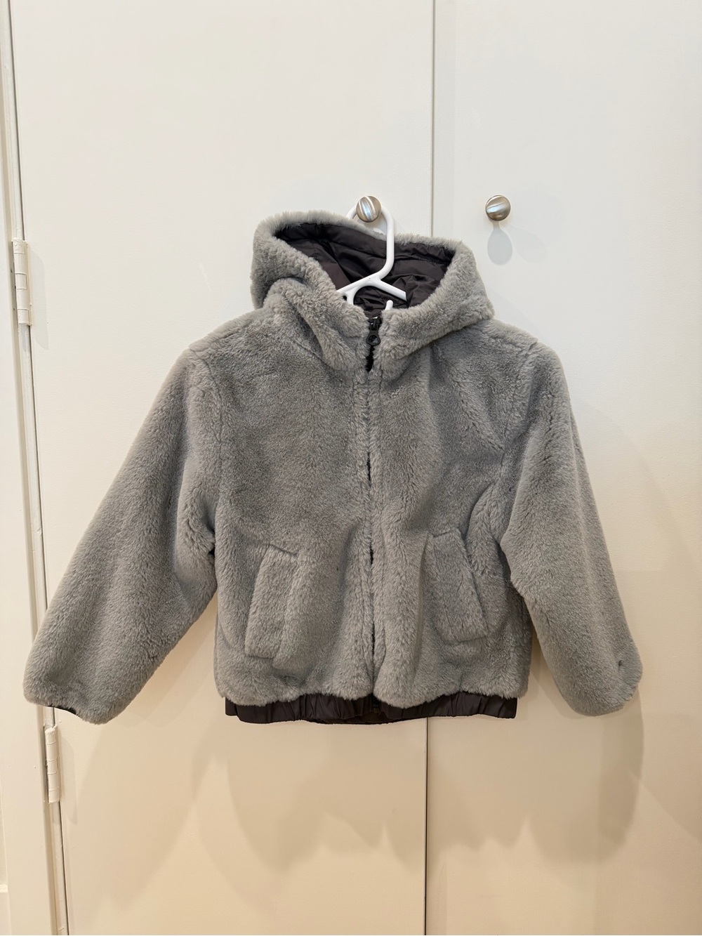 Zara Kids Plush Hooded Jacket - Gray